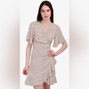 ba&sh PRINTED MINI WRAP DRESS, SIZE L